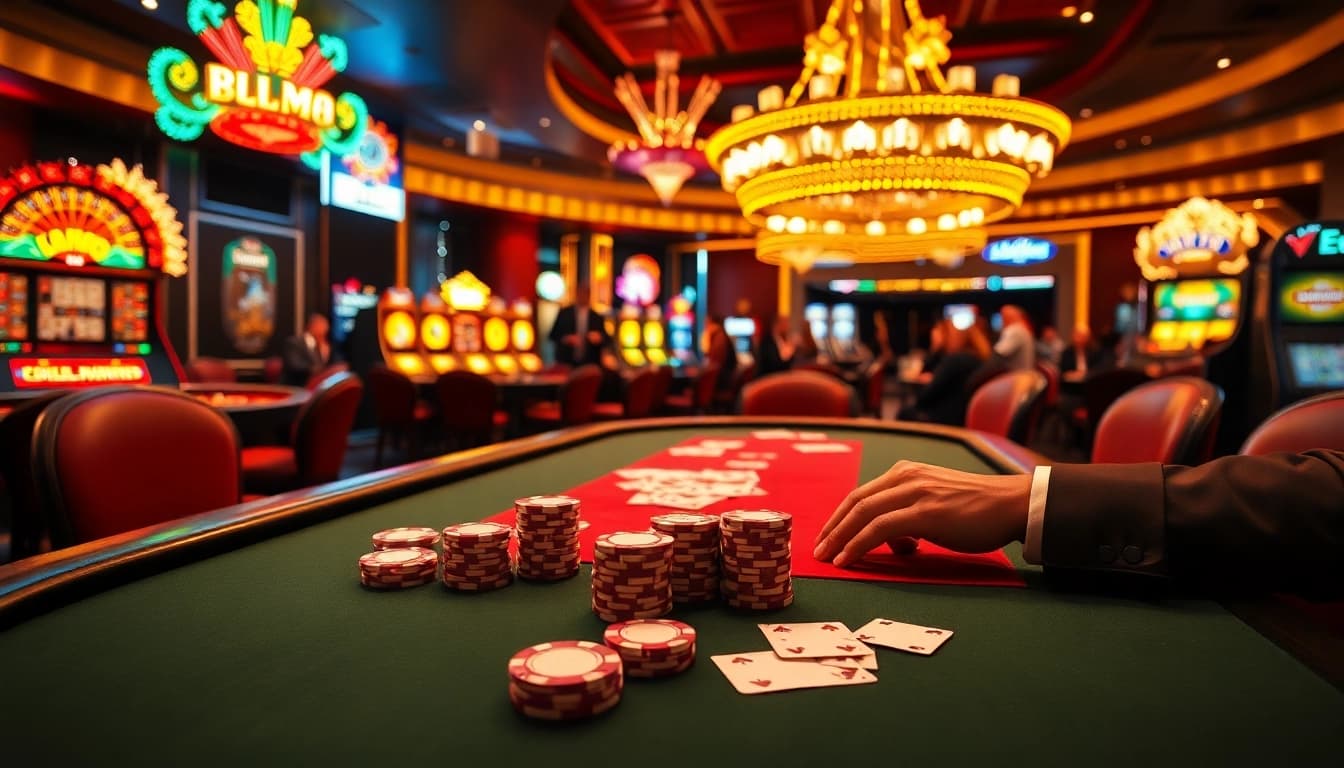 EEJL highlights an intense poker scene with vibrant casino elements for gaming enthusiasts.