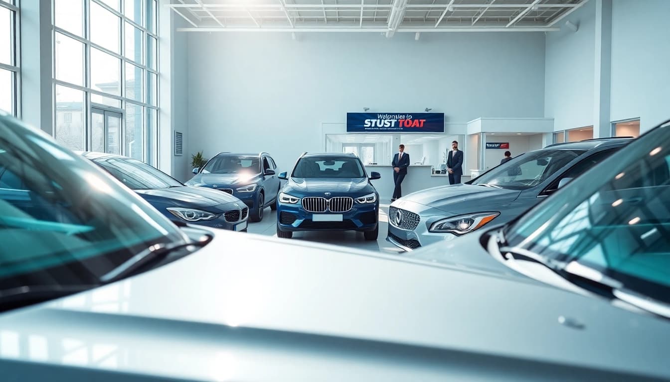 Auto kaufen in einem freundlichen und professionellen Autohaus mit verschiedenen Fahrzeugen.