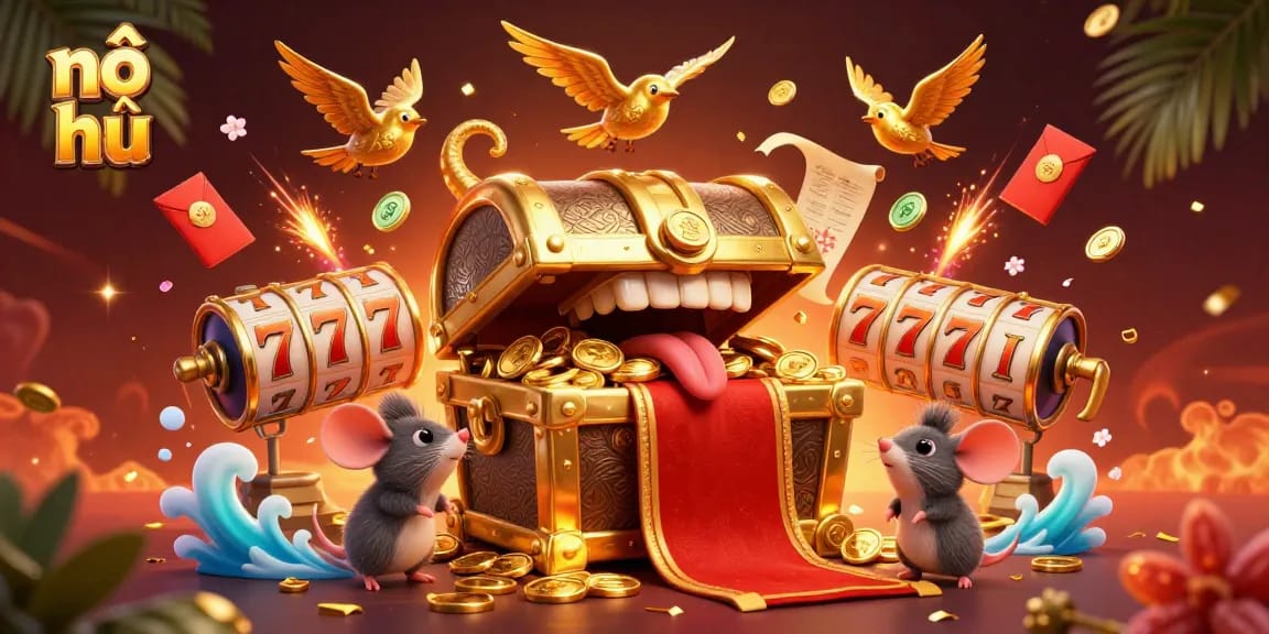 Engage in thrilling nổ hũ adventures with vibrant treasures and explosive animations in this dynamic 3D scene.