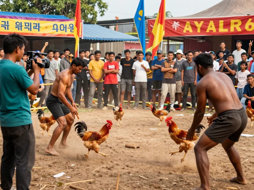 Exciting live chicken fighting scene showcasing thrilling competitions and passionate spectators at DAGA88, trực tiếp đá gà experience.