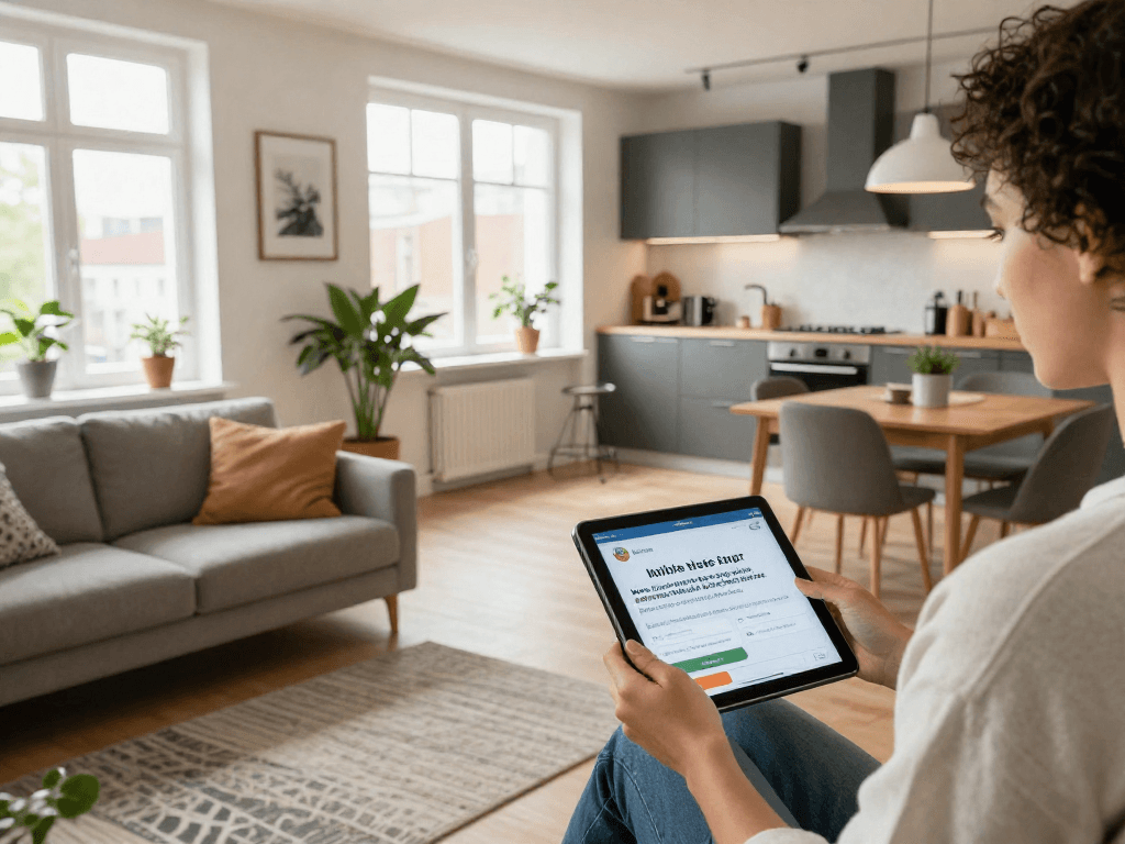 Bequeme Monteurwohnung in Hannover mit modernem Wohnraum und voll ausgestatteter Küche.