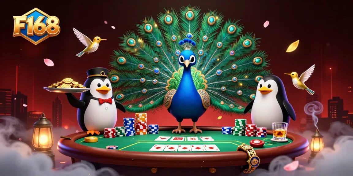 Experience thrilling gameplay at F168 with our stunning 3D casino illustration featuring luxurious characters.