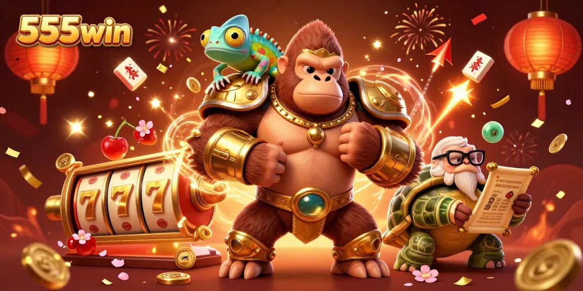 Win big with 555win in this vibrant and detailed 3D illustration of casino excitement!