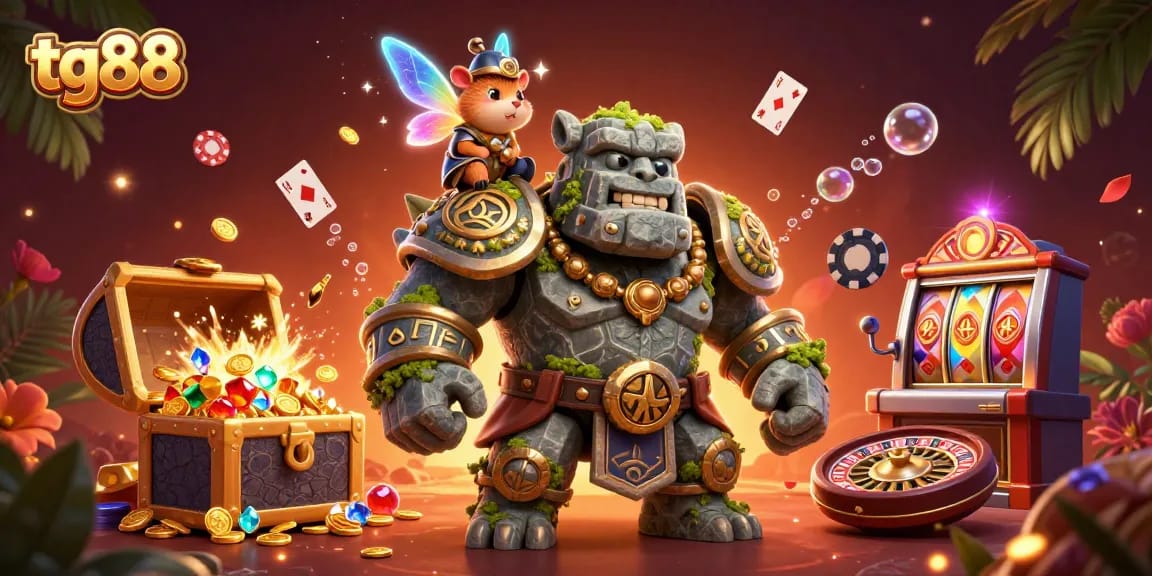 Engage with tg88's vibrant gaming world featuring magical characters and exciting casino elements.