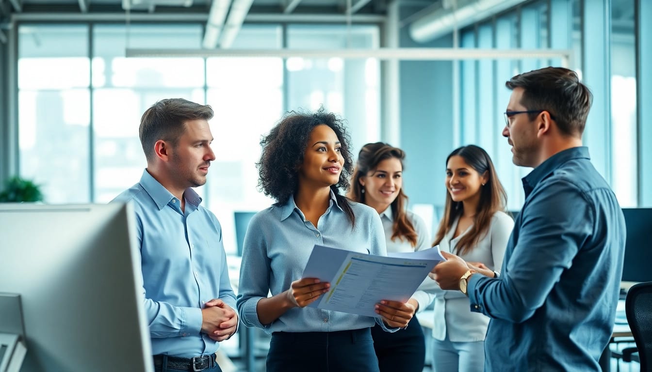 Headhunter IT berät Kunden über IT-Experten in einem modernen Büro.