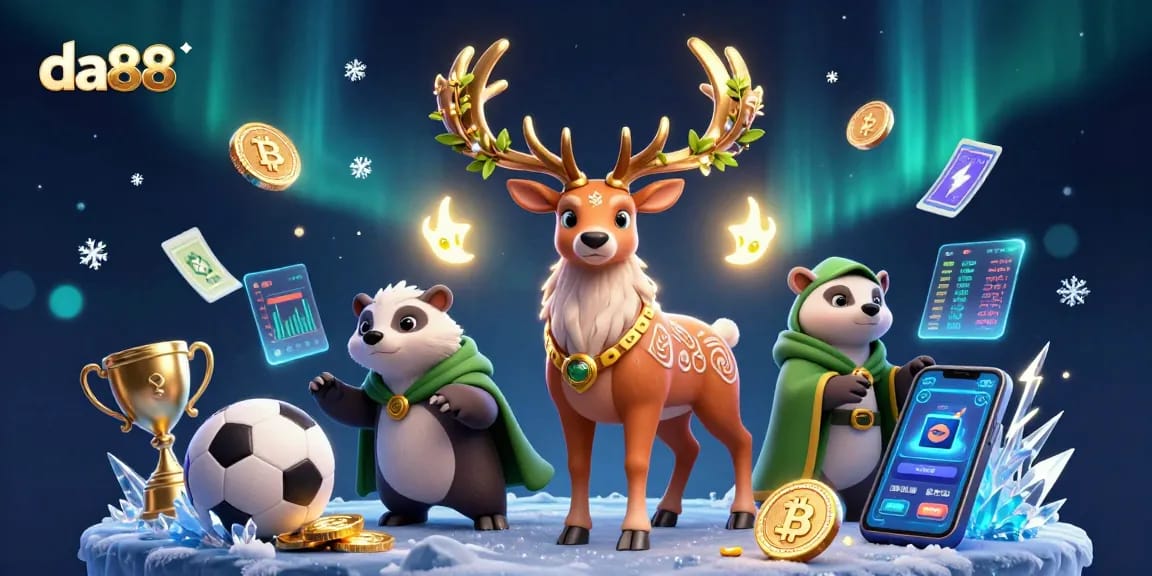 Experience thrilling sports betting with da88 featuring vibrant characters and crypto elements.