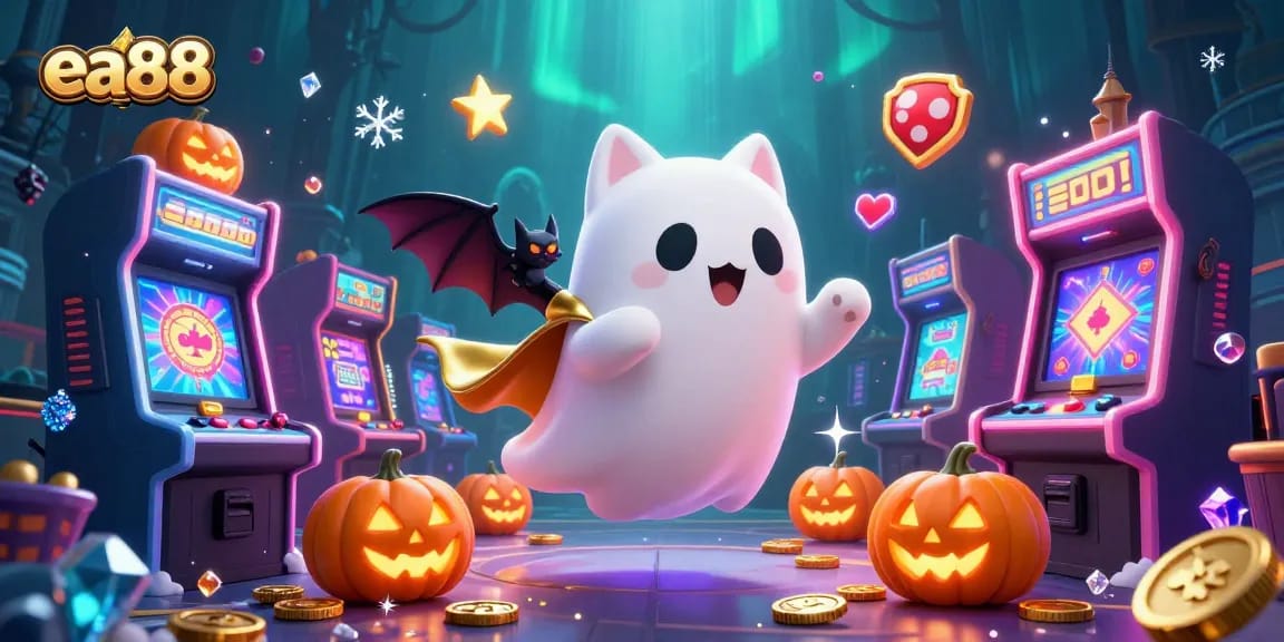 Discover exciting wins at ea88 through this rich casino ghost adventure illustration!