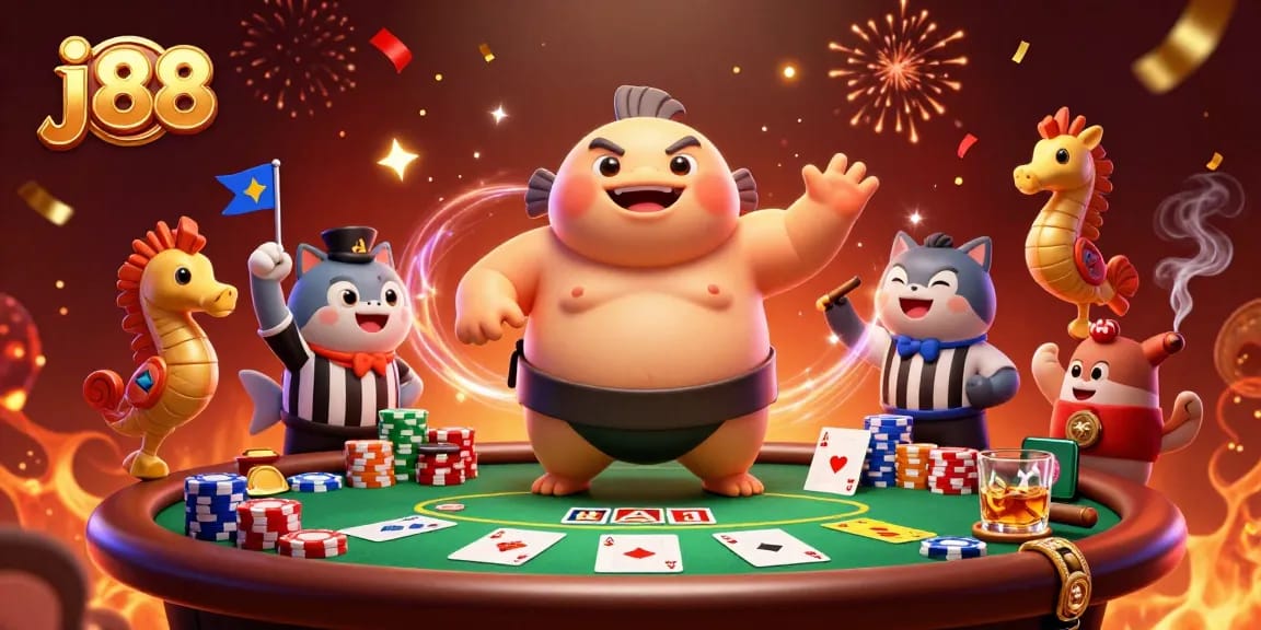 Engage in thrilling poker action with j 88 as a dynamic scene unfolds with unique gambling characters.