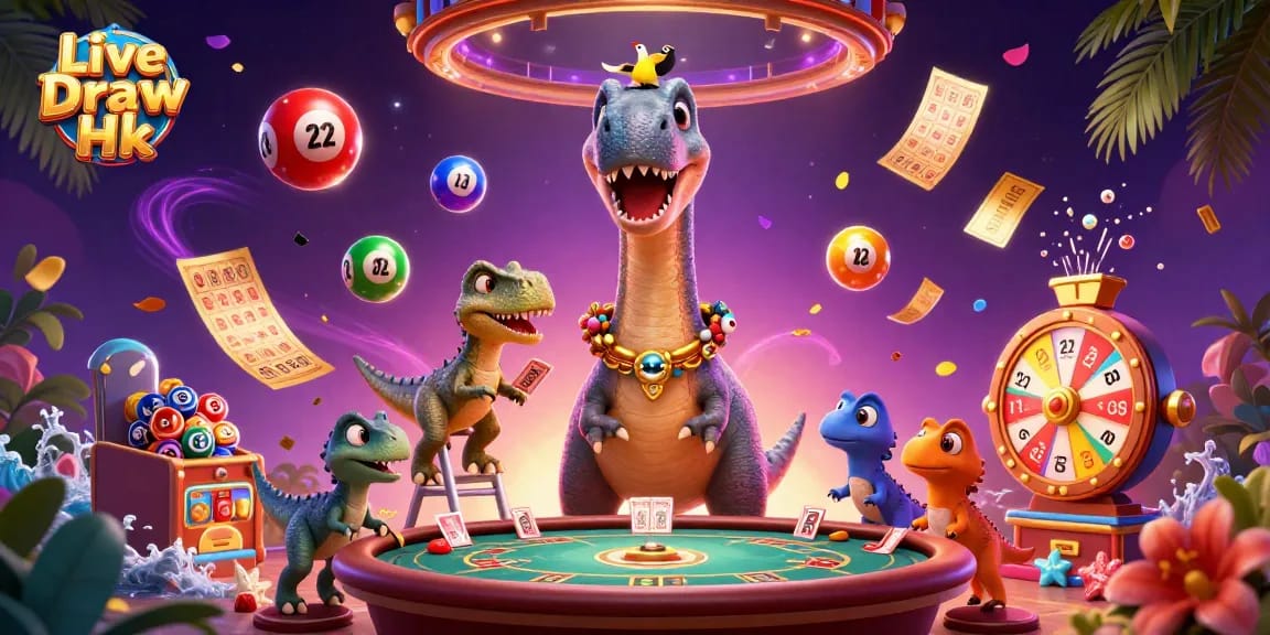 Experience the excitement of Live Draw Hk as colorful lottery balls bounce around a 3D casino scene.