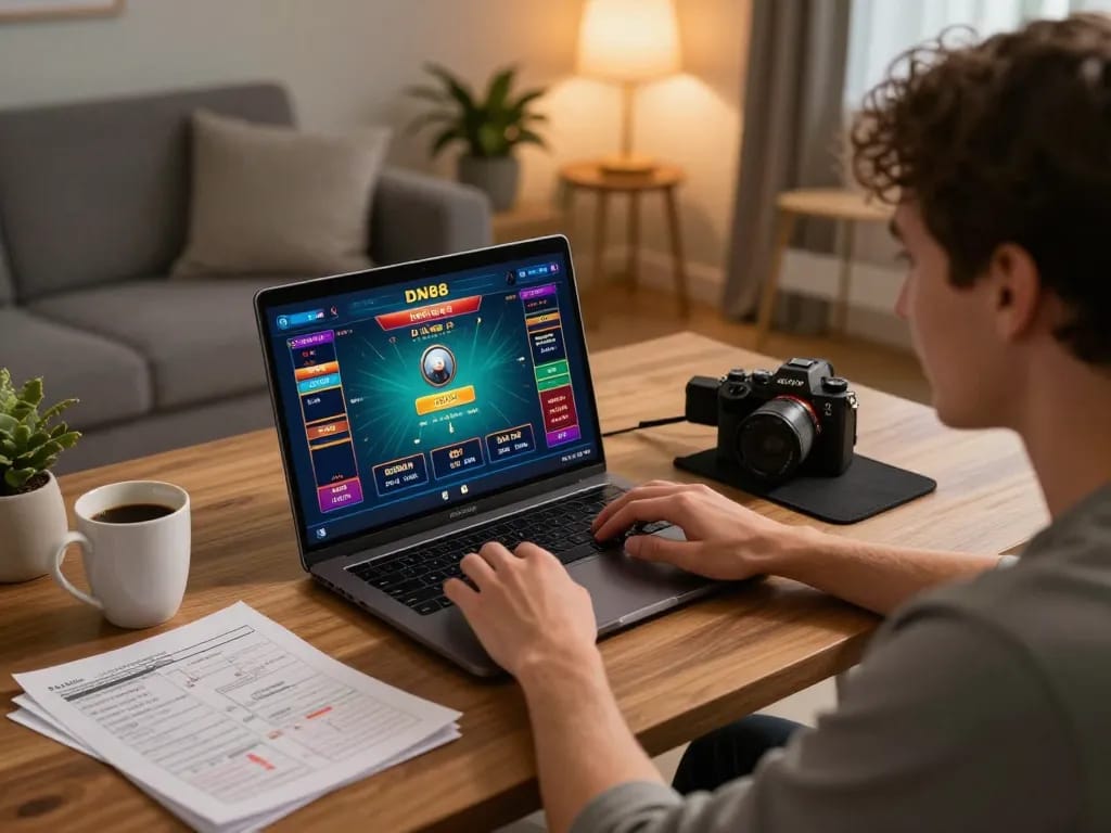 Player enjoying DN88 online gaming while maintaining strategic notes for better odds.