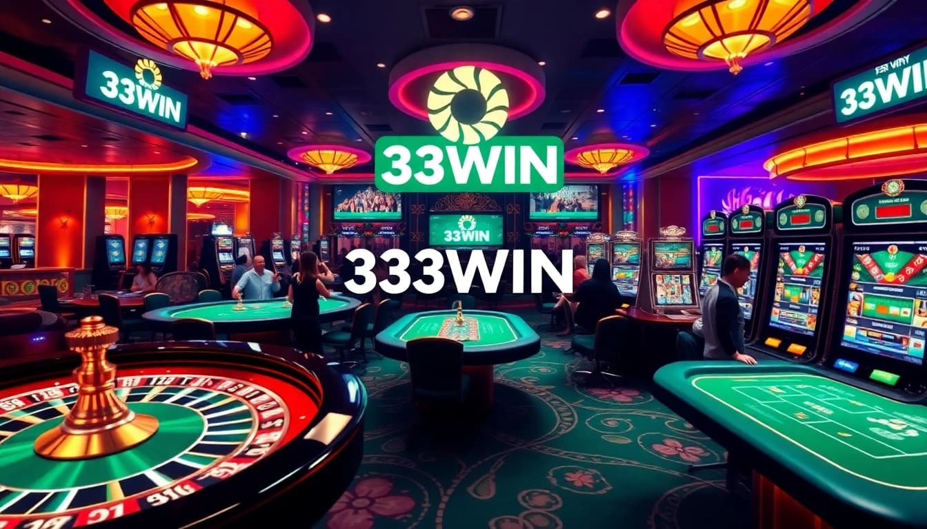 Experience thrilling gaming excitement at 33WIN's luxurious casino, featuring roulette, slots, and sports betting.
