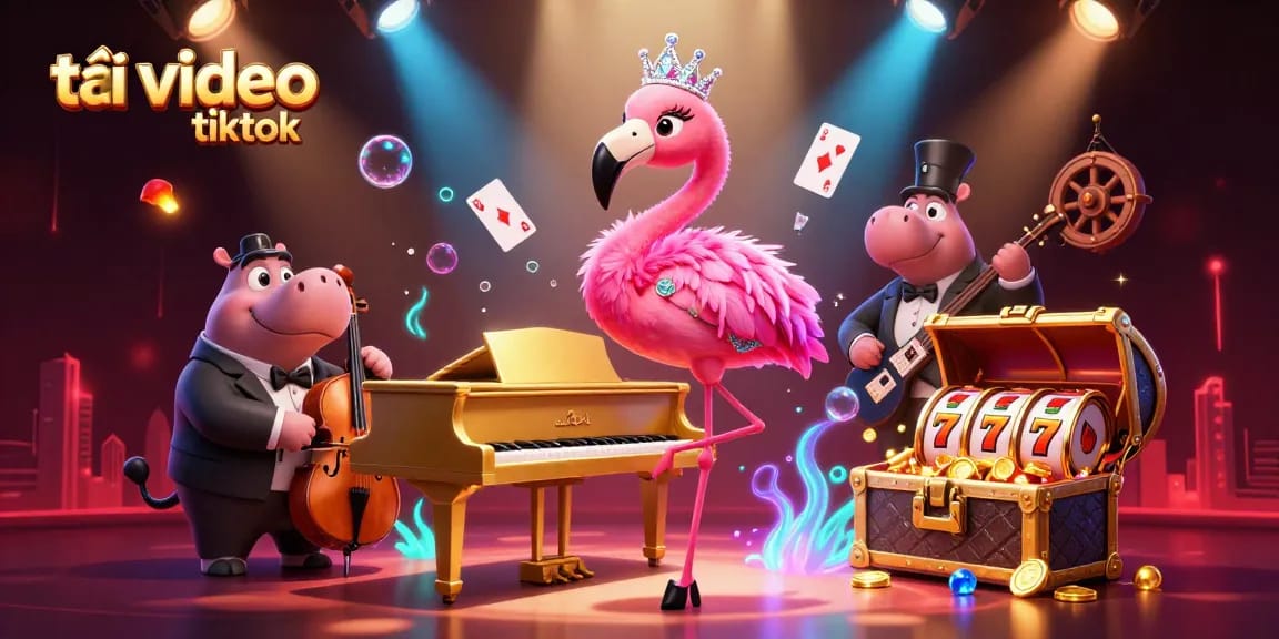 Experience tải video tiktok with vibrant casino-themed art featuring colorful characters and dynamic gaming elements