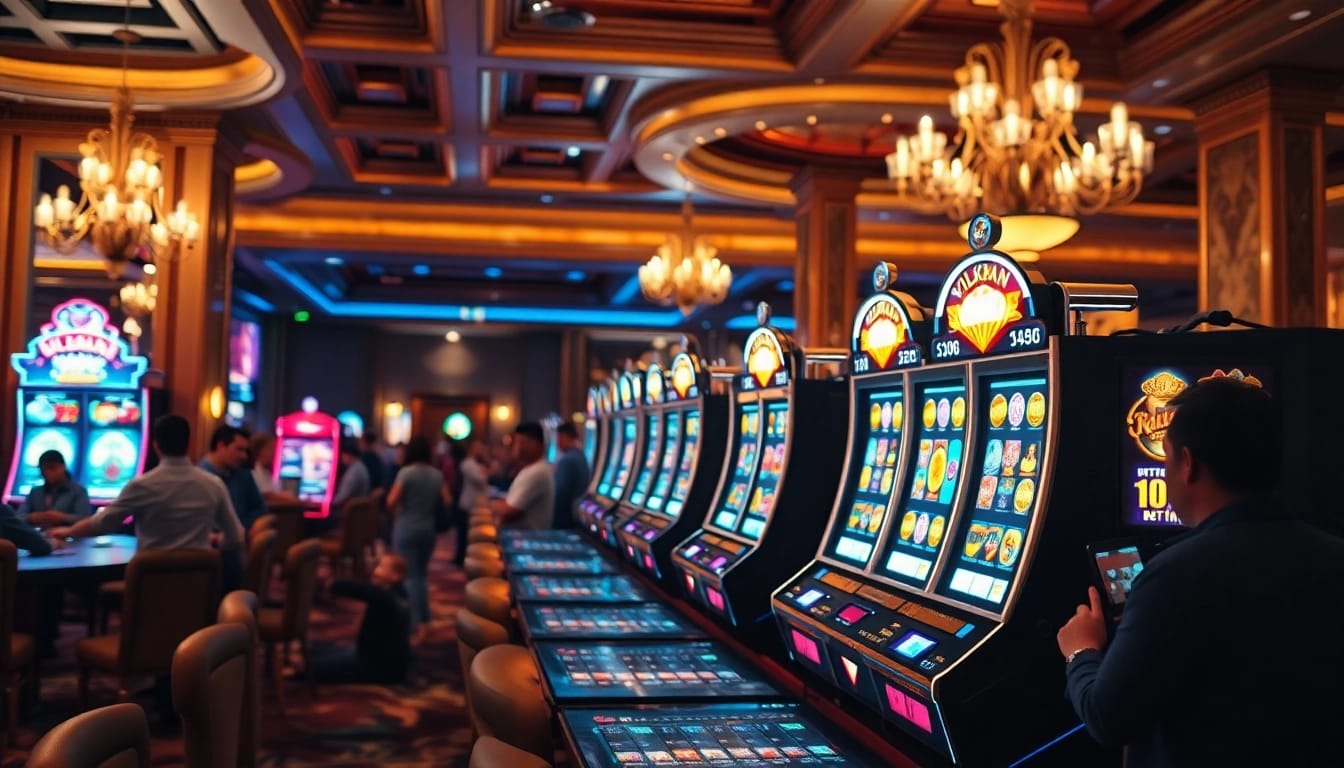 Spielen von Vulkan Spiele an lebendiger Casino-Spielautomaten mit festlicher Atmosphäre.