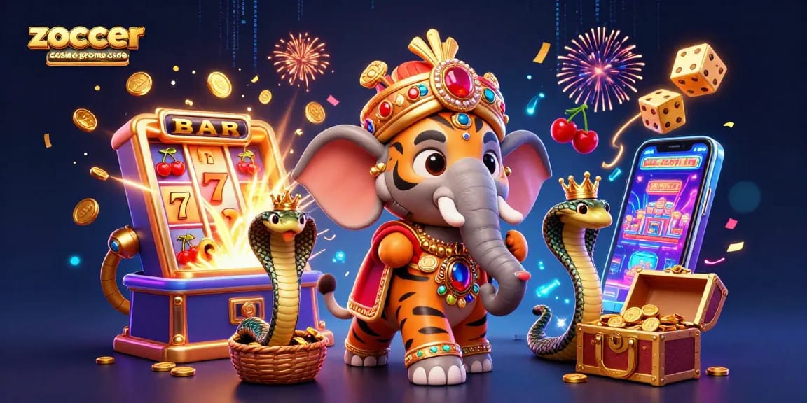 Experience the excitement with Zoccer Casino promo code, featuring vibrant casino scenes and characters!