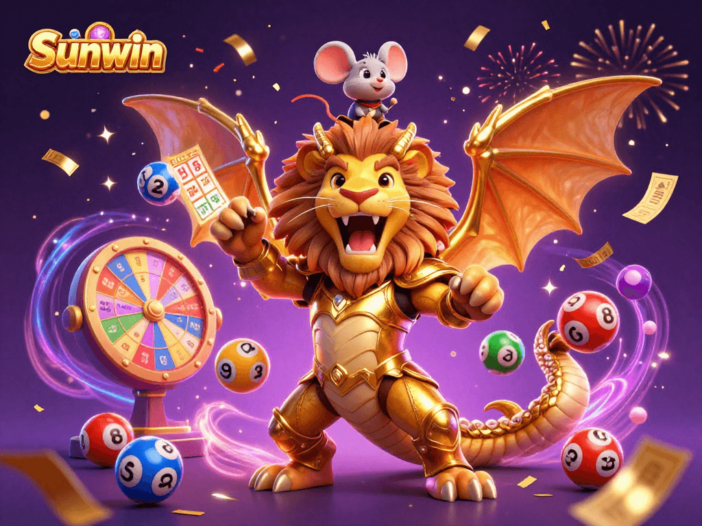 Play exciting games at Sunwin with vibrant colors, interactive lottery balls, and jackpot elements!