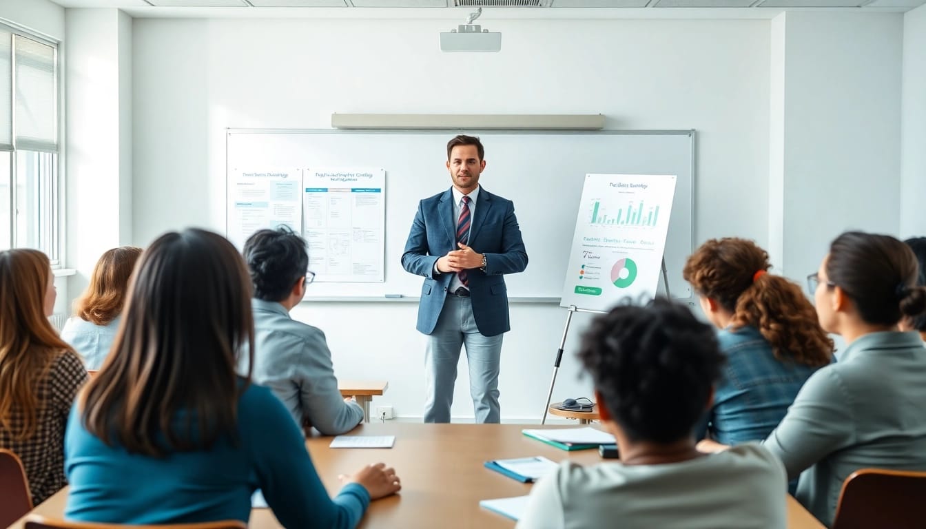 Krisenpräventionsintervention Instructor Training mit engagierten Teilnehmern in einem Klassenzimmer.