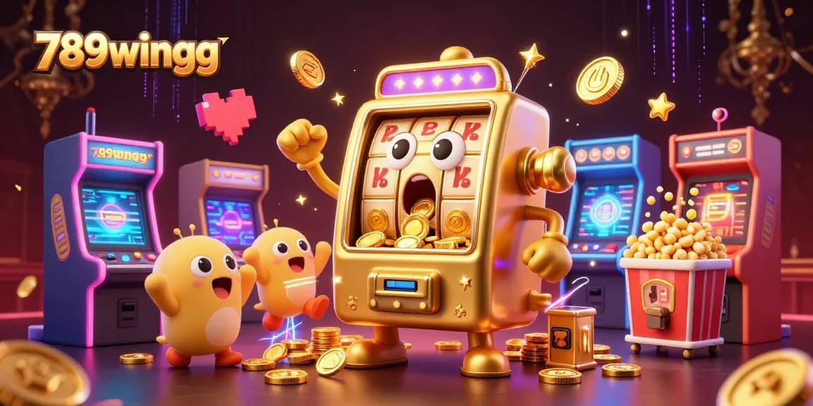 Win big with 789wingg as golden slot machines celebrate jackpots in a vibrant casino scene