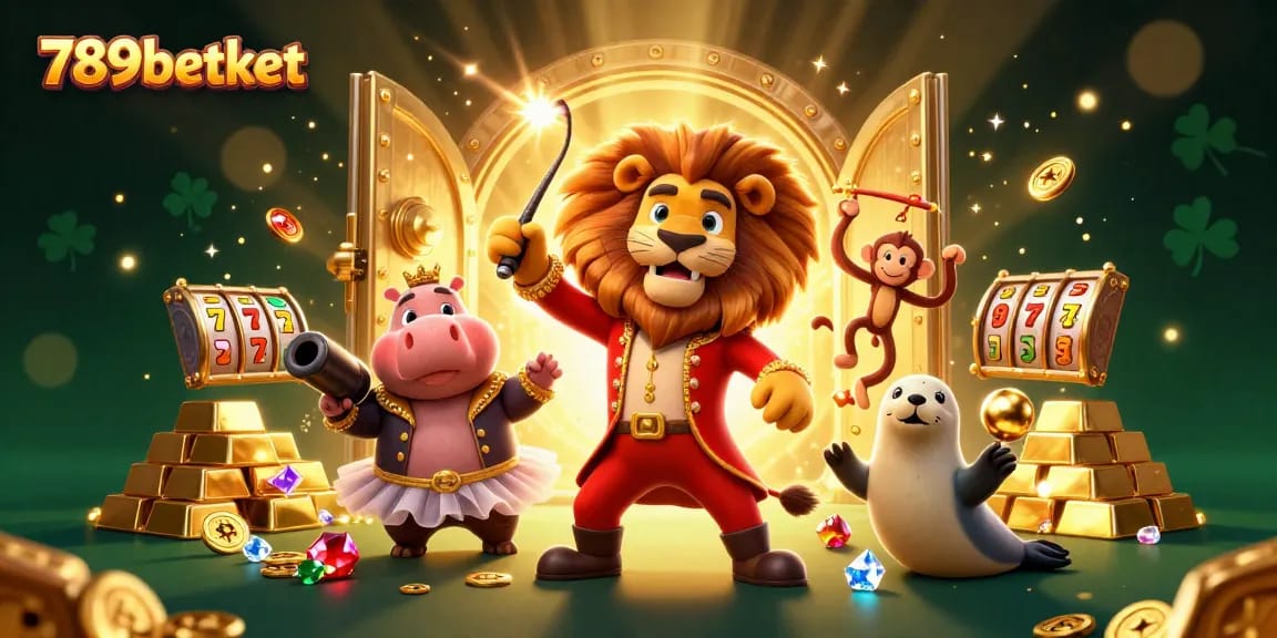 Engage in thrilling gaming adventures with 789betket's vibrant casino illustration featuring joyous casino characters.