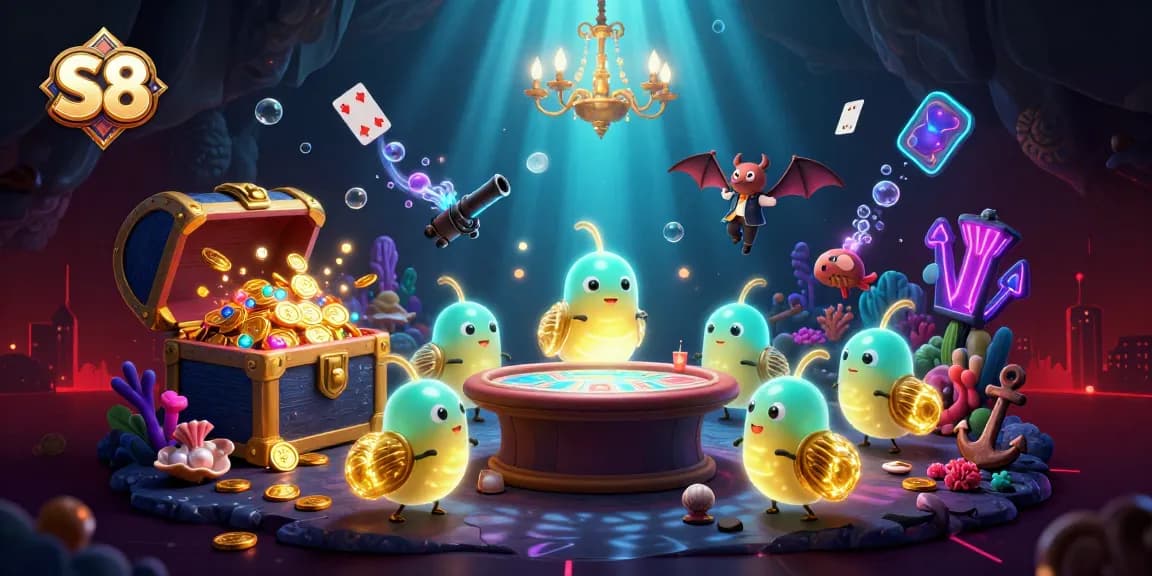 Experience thrilling gameplay at S8 with our vibrant casino illustration featuring dynamic gambling elements.
