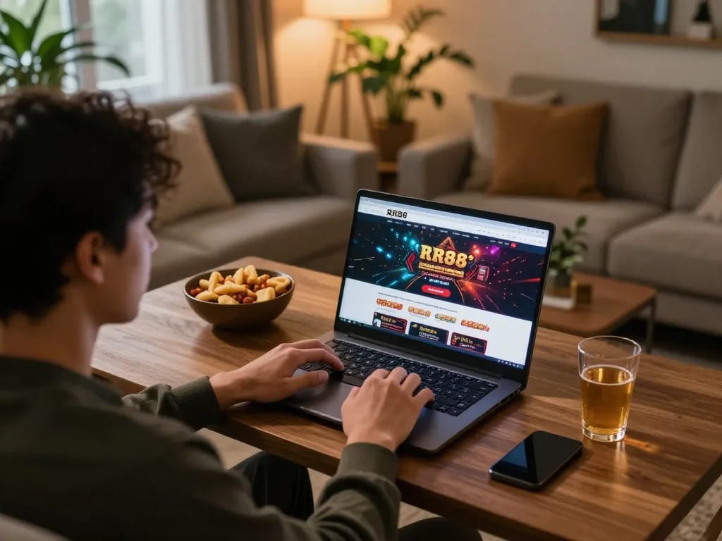 Have fun playing poker at RR88's online casino setup with cozy ambiance.