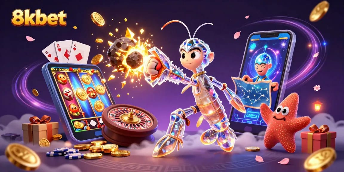 Join the adventure with 8xbet as the galactic samurai and starfish navigate a world of exciting casino games.