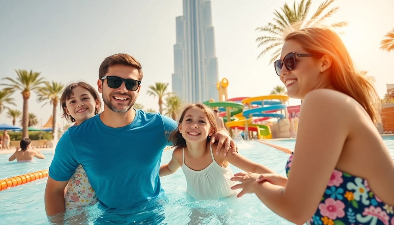 Aktivitäten genießen mit Kindern in Dubai, im Wasserpark mit Spaß und Sonne.