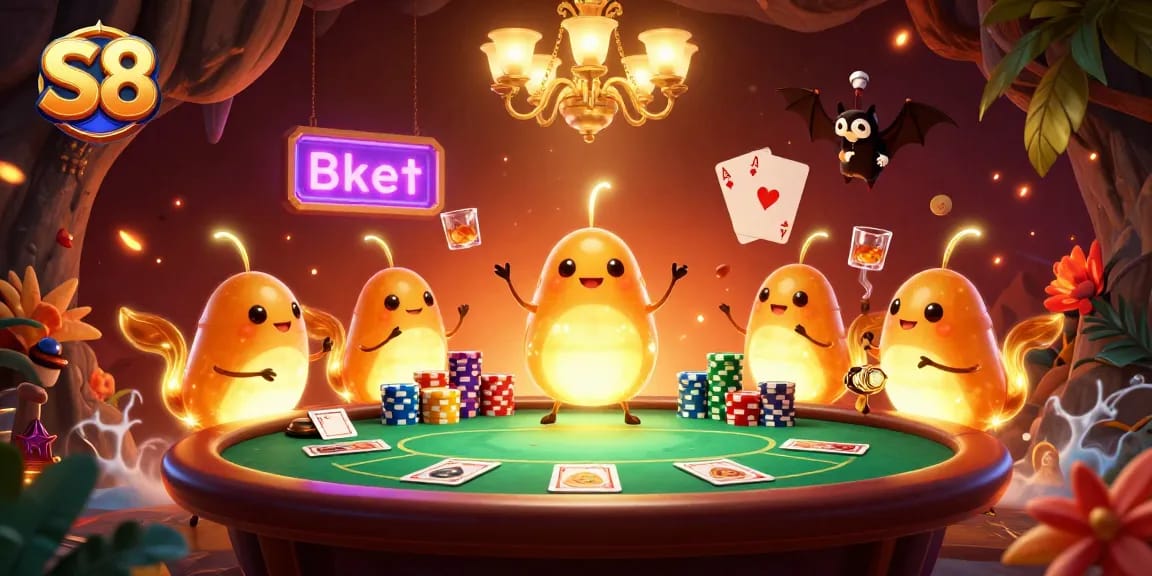 Engage in thrilling S8 poker gameplay amidst glowing glowworms in a magical cave casino.