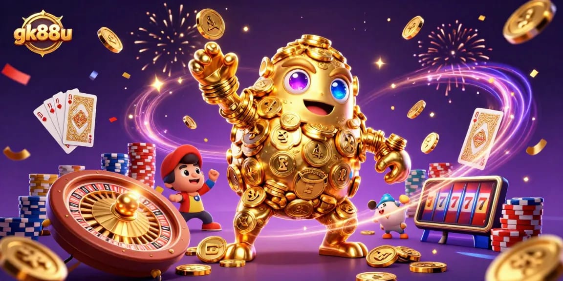 Experience exciting gaming at gk88u with dynamic golden golem and vibrant casino elements.