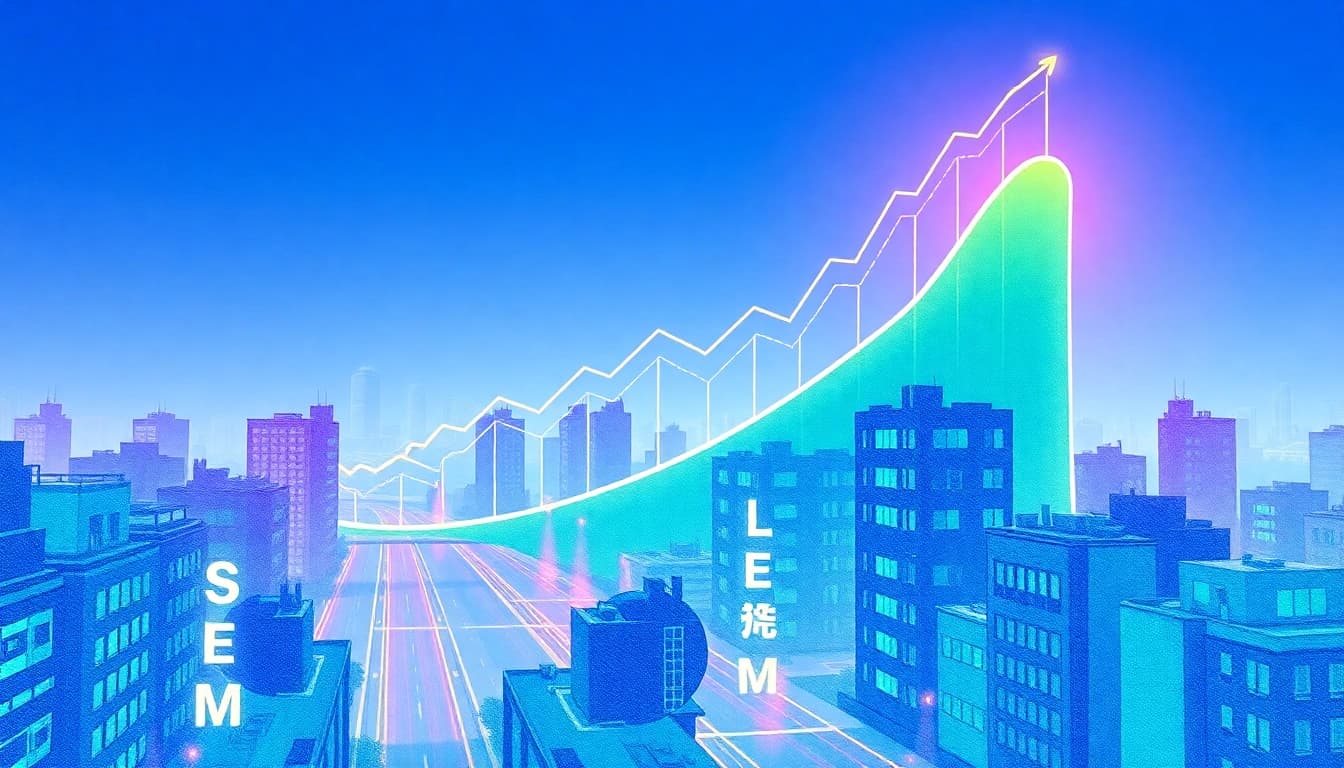 Visualisieren Sie den Web-Rang mit künstlerischen Diagrammen und urbaner Landschaft.
