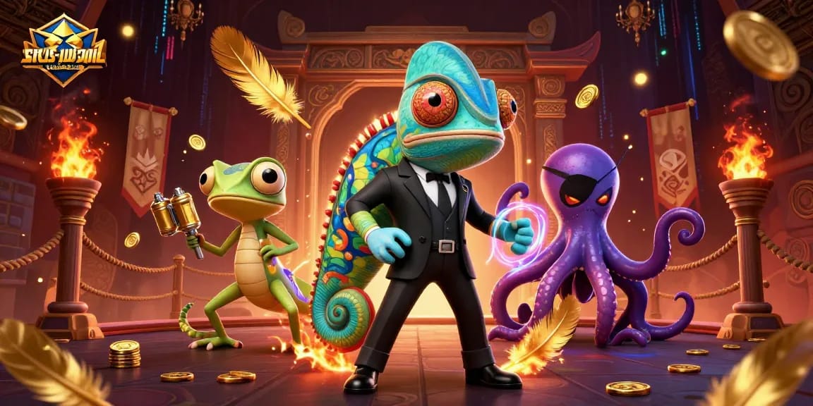 A colorful and dynamic illustration featuring the situs-judi-bola agents in a vibrant betting arena surrounded by gold coins.