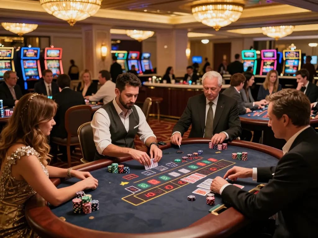 Players engage in strategic blackjack gameplay at uu88 luxury casino setting