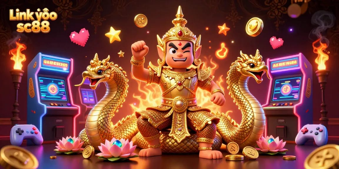 Experience the thrilling world of gambling with Link vào sc88 in a vibrant 3D casino scene.