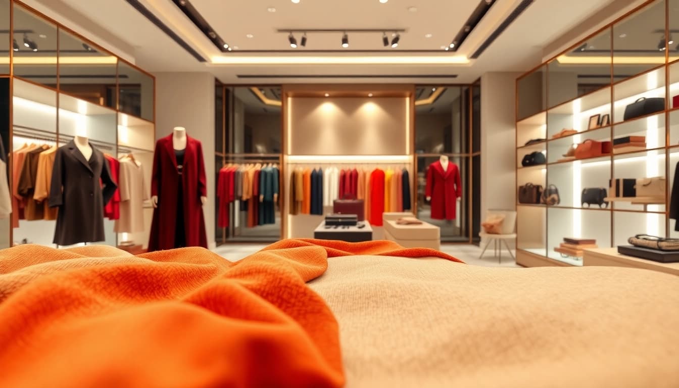 Alvionz showcases luxurious designer fashion in a sophisticated retail space.