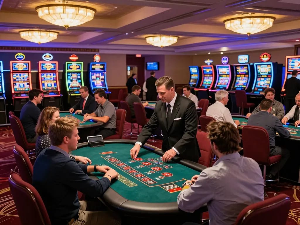 Players engaging in thrilling blackjack game at 88CLUB casino, showcasing excitement and strategy in vibrant atmosphere.