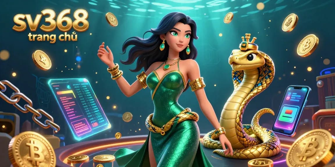 Experience the excitement at sv368 trang chủ with a captivating 3D casino illustration and vibrant crypto elements.