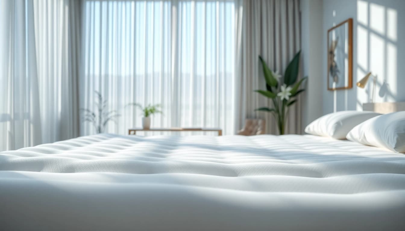 Wasserbett kaufen in einem luxuriösen Schlafzimmer mit sanften Farben und ruhiger Atmosphäre.