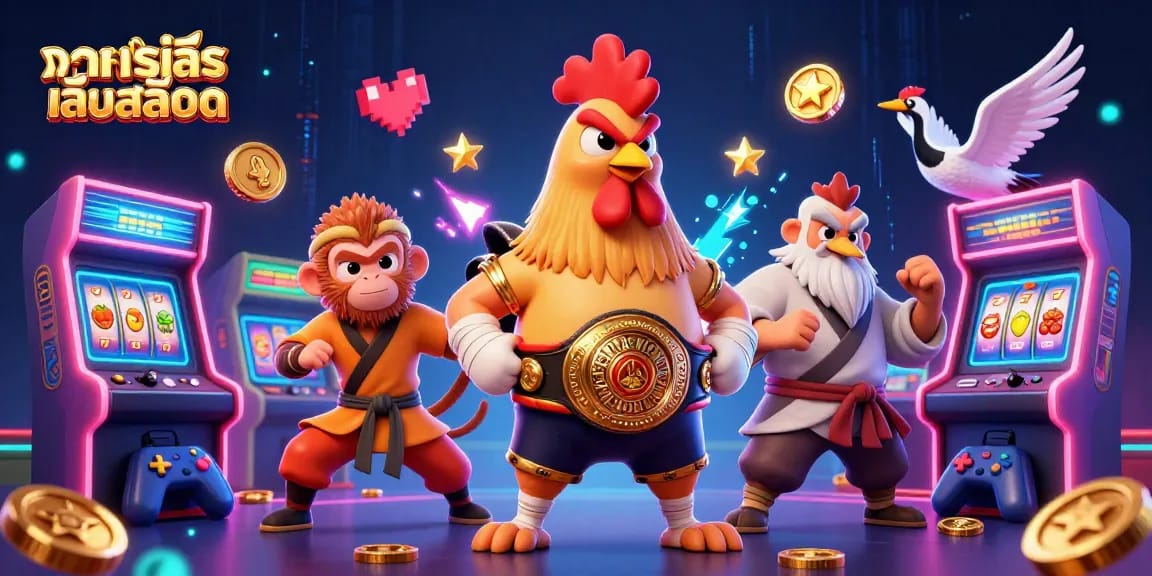 Play ทดลองเล่นสล็อต with vibrant 3D characters in an exciting casino-themed scene.