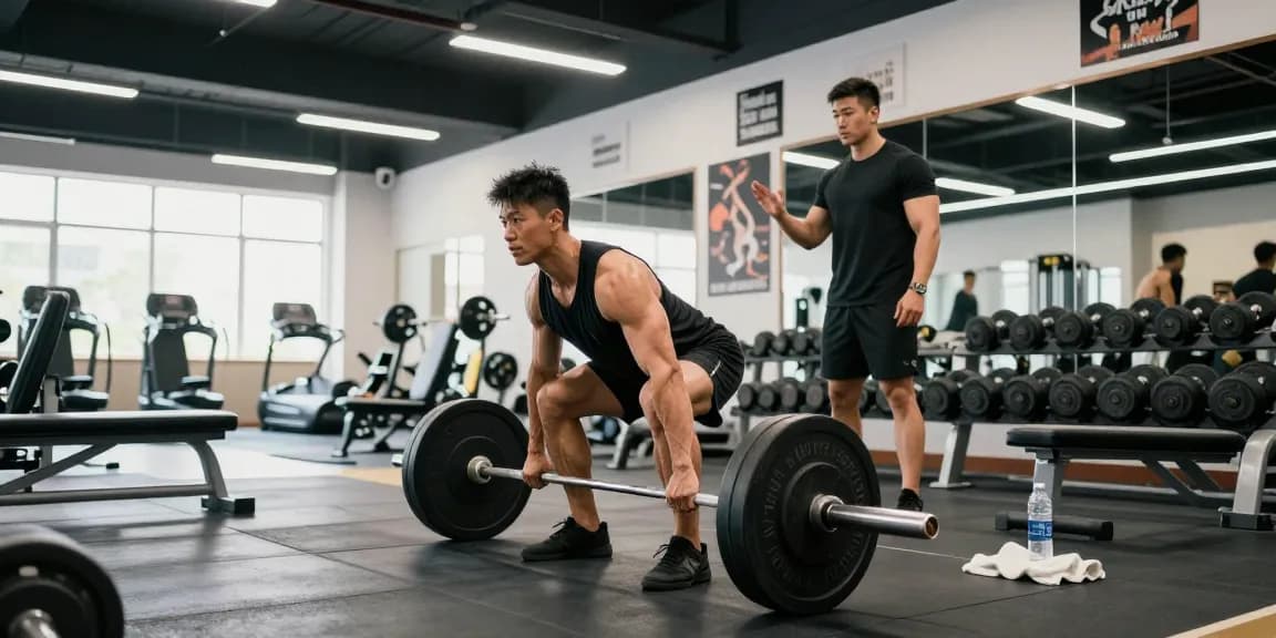 Bodybuilder performing a deadlift at the Anabolika Shop gym, showcasing strength and dedication to fitness.