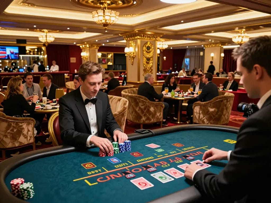 Gäste, die an Live-Dealer-Spielen im goldenpanda-de Casino teilnehmen und Aufregung sowie Luxus in einer lebhaften Atmosphäre zeigen.