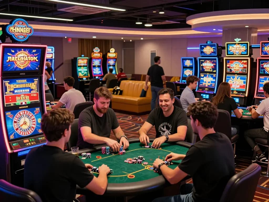 Engaging online casino experience featuring players at various games, highlighting 娛樂城 excitement.