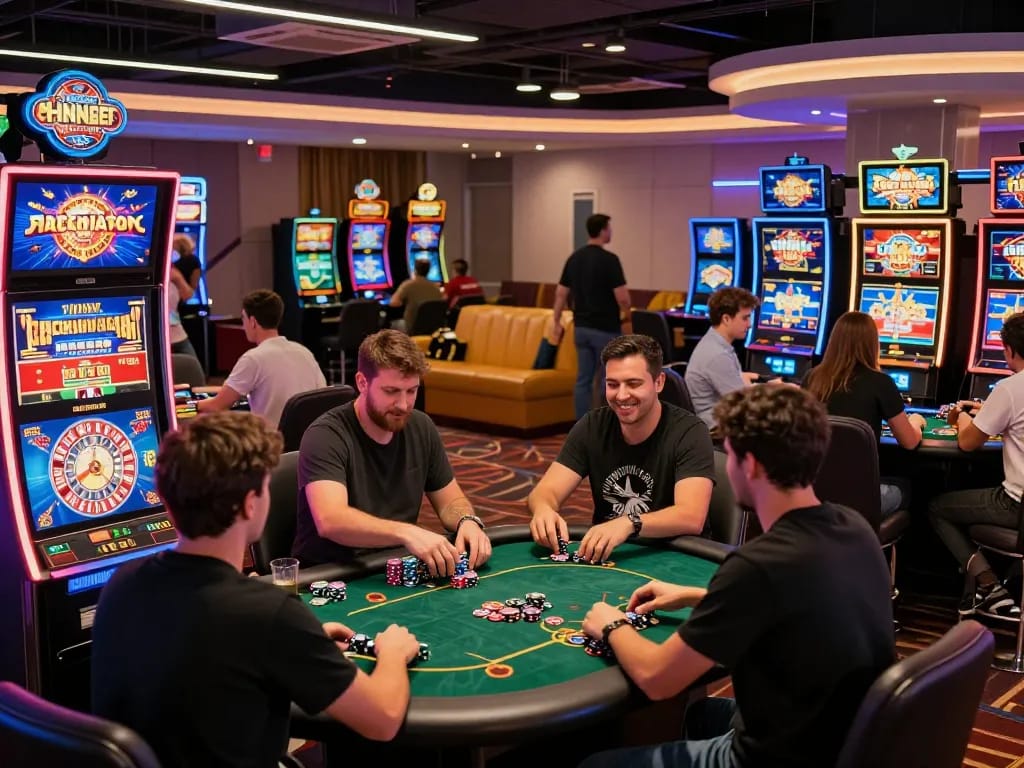 Engaging online casino experience featuring players at various games, highlighting 娛樂城 excitement.