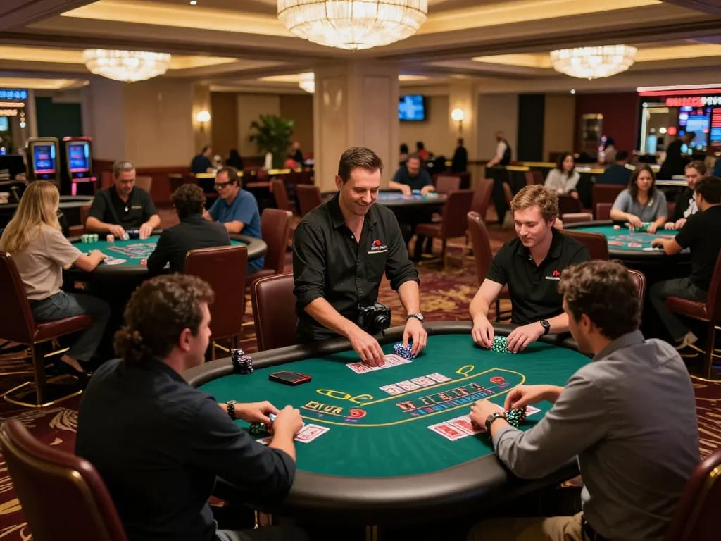 SV66 players engaging in high-stakes blackjack at a stylish casino table.