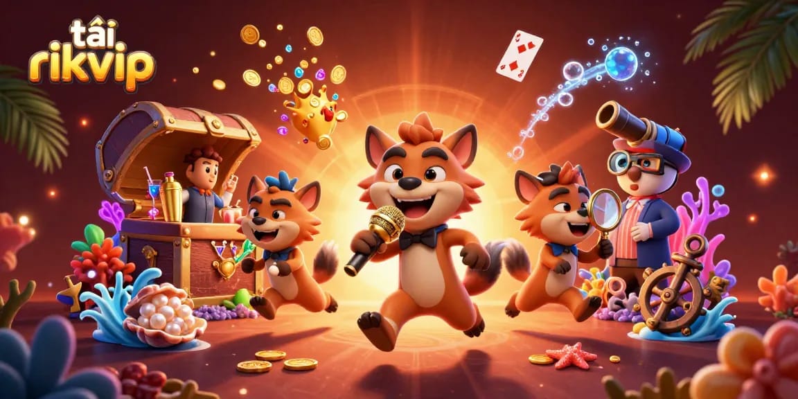Engage in comedy casino fun, tải rikvip, with playful hyenas and vibrant gaming elements!