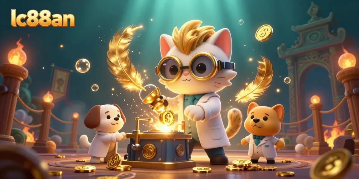 Engage in thrilling gaming at lc88an with a vibrant 3D casino scene featuring mad scientist characters!