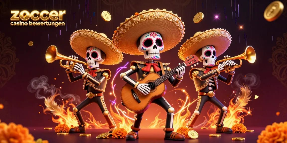Experience zoccer casino bewertungen through a vibrant scene of mariachi skeletons in a dynamic casino atmosphere.