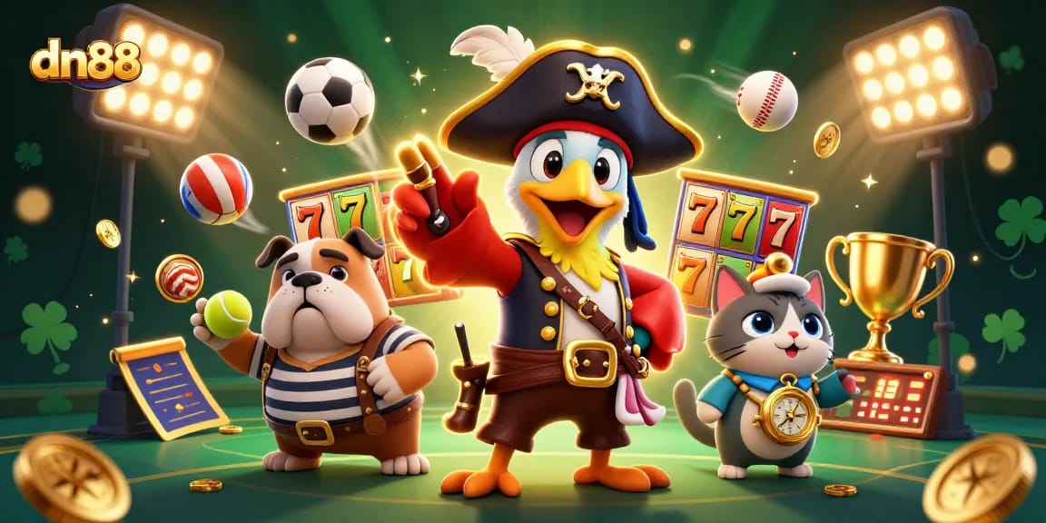 Experience thrilling wins at dn88 with vibrant 3D casino illustration featuring engaging characters and dynamic game elements.