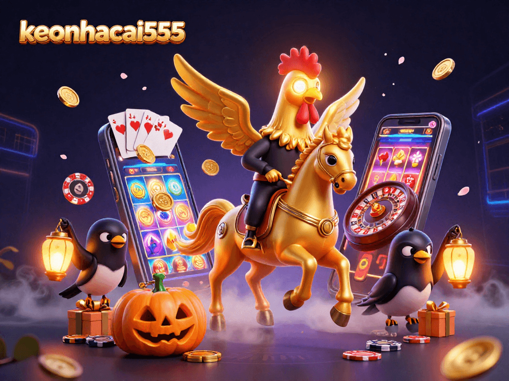 Experience thrilling games with keonhacai555 in a magical midnight casino scene.
