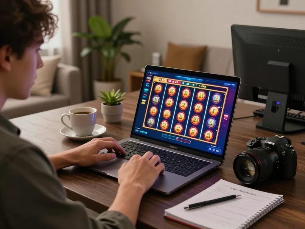 open88 user winning on vibrant slot game while enjoying a cozy home gaming experience