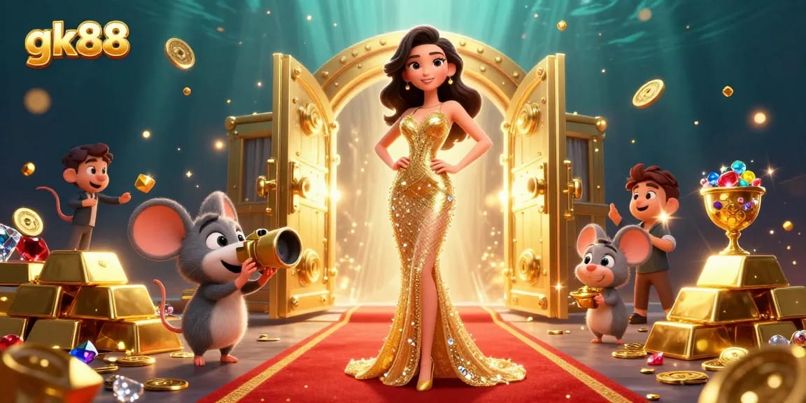 Experience the thrill of gk88 casino with stunning illustrations of wealth and gaming excitement.