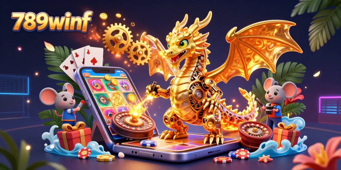 Engage with thrilling gaming adventures at 789winf, where a biomechanical dragon breathes golden gameplay excitement.